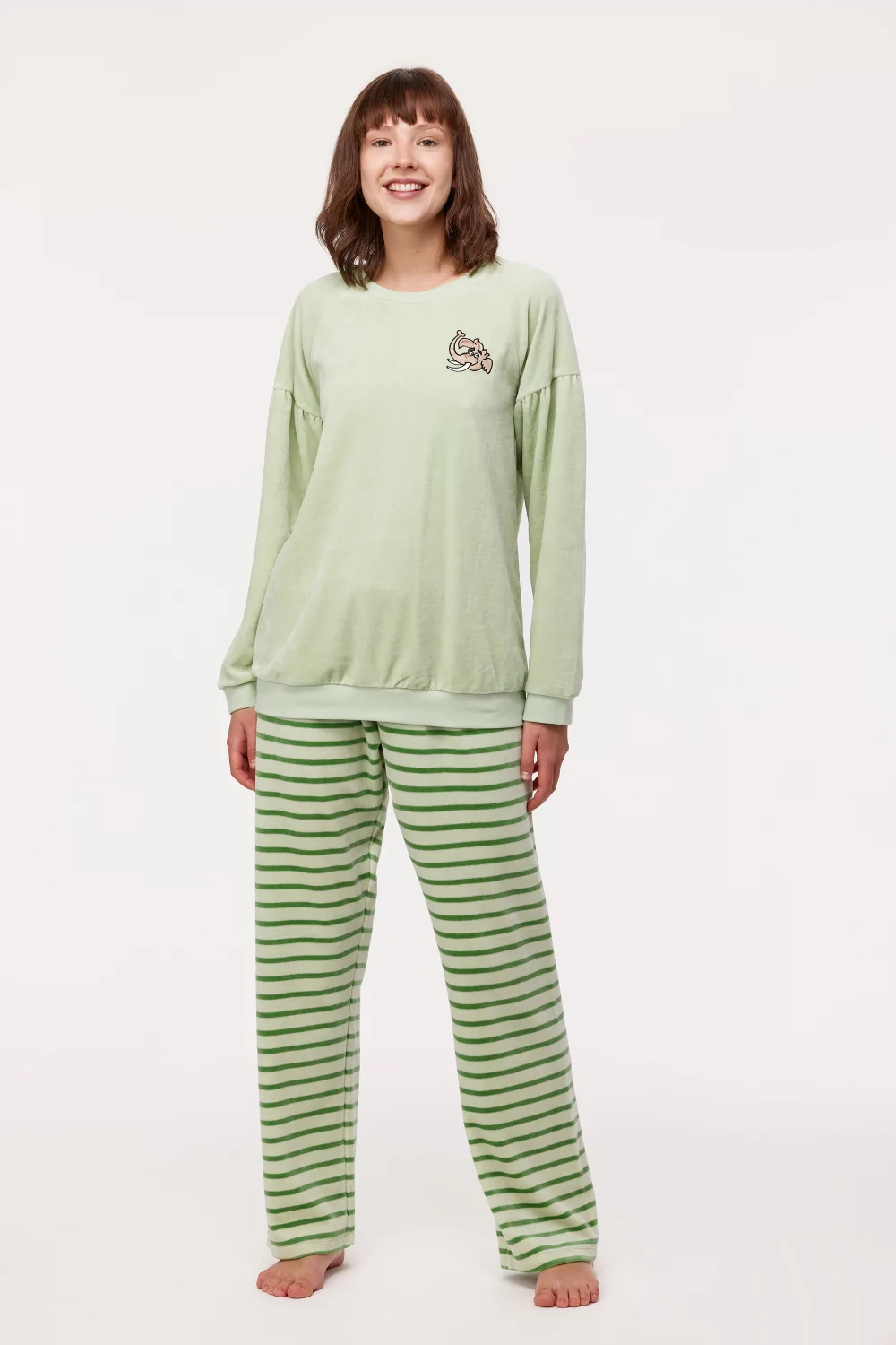 Woody Mammoet Dames Pyjama Pastelgroen Elegance Lingerie