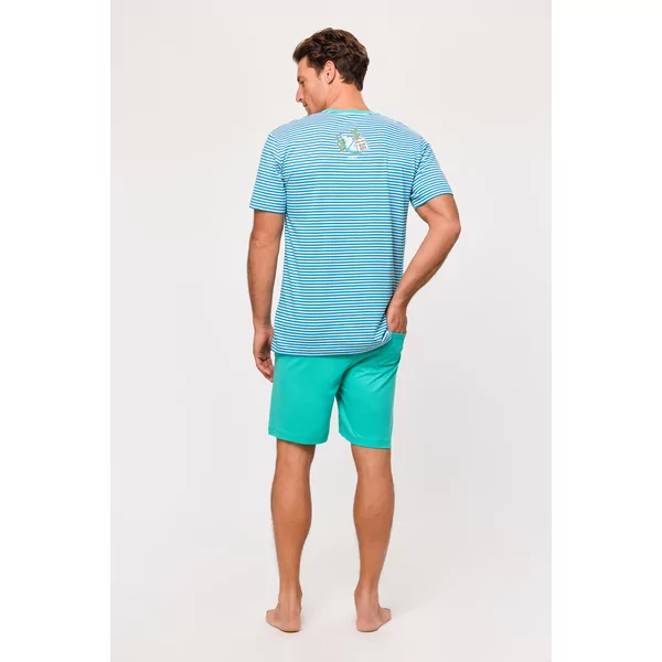 Woody Heremietkreeft Heren Pyjama - blauwe streep