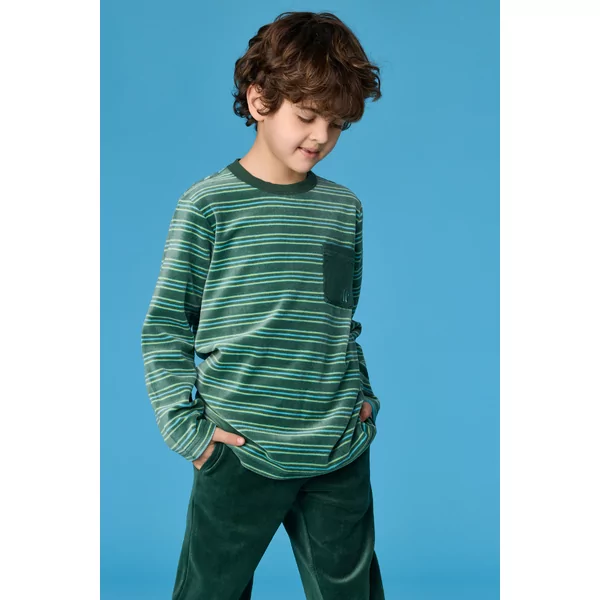 Woody Jongens Pyjama - groene streep