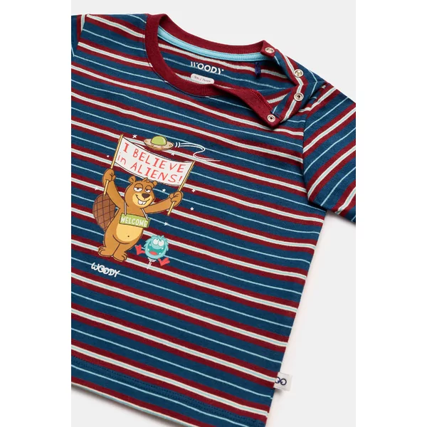 Woody Beer Jongens Pyjama - donkerblauwe streep