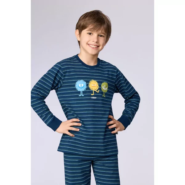 Woody Alien Jongens Pyjama - donkerblauwe streep