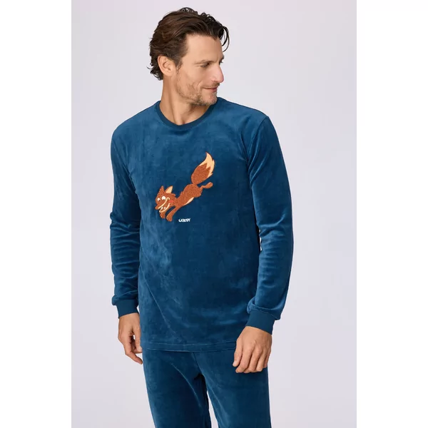 Woody Vos Heren Pyjama - donkerblauw