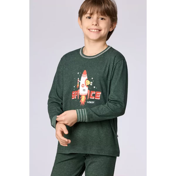 Woody Alien Jongens Pyjama - donkergroen