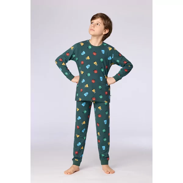 Woody Alien Jongens Pyjama - groene alienprint
