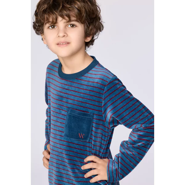 Woody Jongens Pyjama - donkerblauwe streep