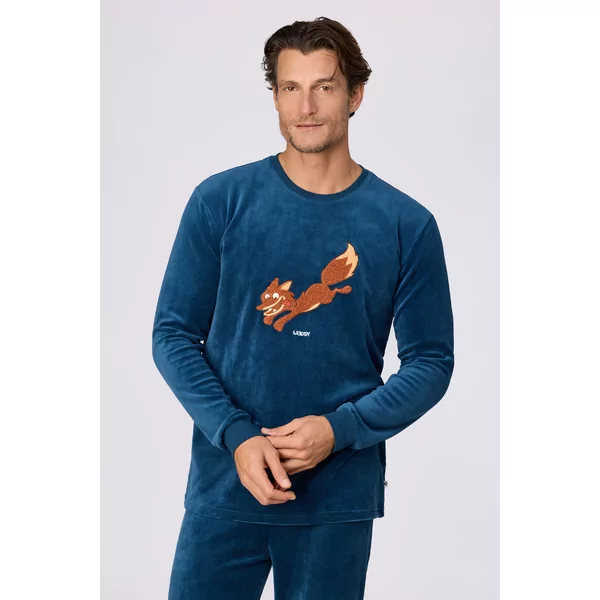 Woody Vos Heren Pyjama - donkerblauw