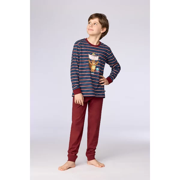 Woody Beer Jongens Pyjama - donkerblauwe streep