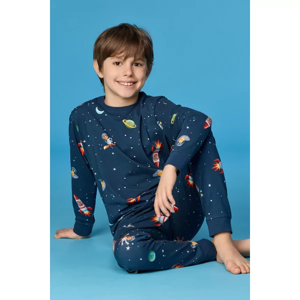 Woody Alien Jongens Pyjama - galaxy alloverprint