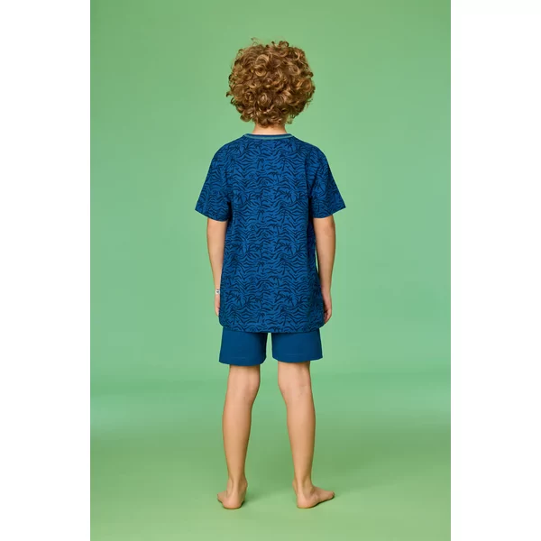 Woody Jongens Pyjama - palmbomen print blauw