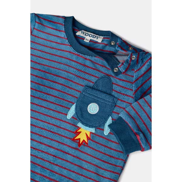 Woody Jongens Pyjama - donkerblauwe streep