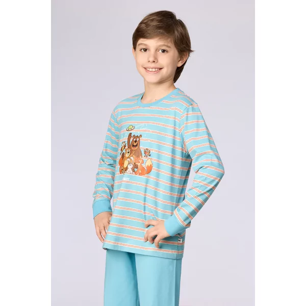 Woody Beer Jongens Pyjama - Blauwe Streep