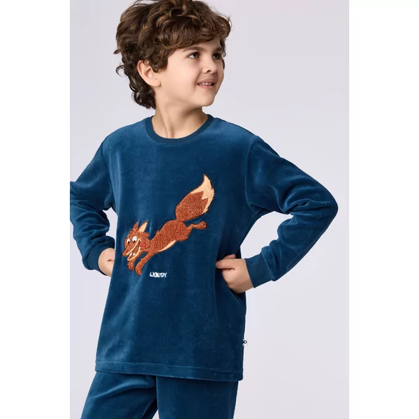 Woody Vos Jongens Pyjama - donkerblauw