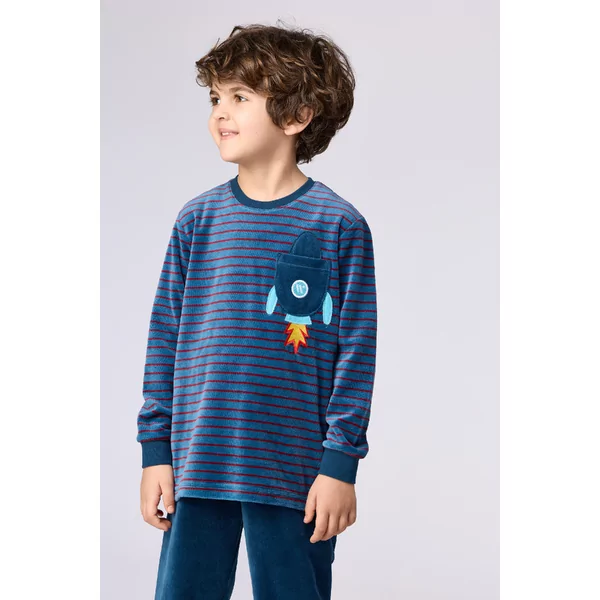 Woody Jongens Pyjama - donkerblauwe streep