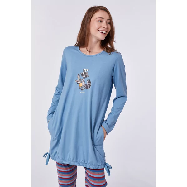 Woody Wasbeer Dames Pyjama - blue shadow