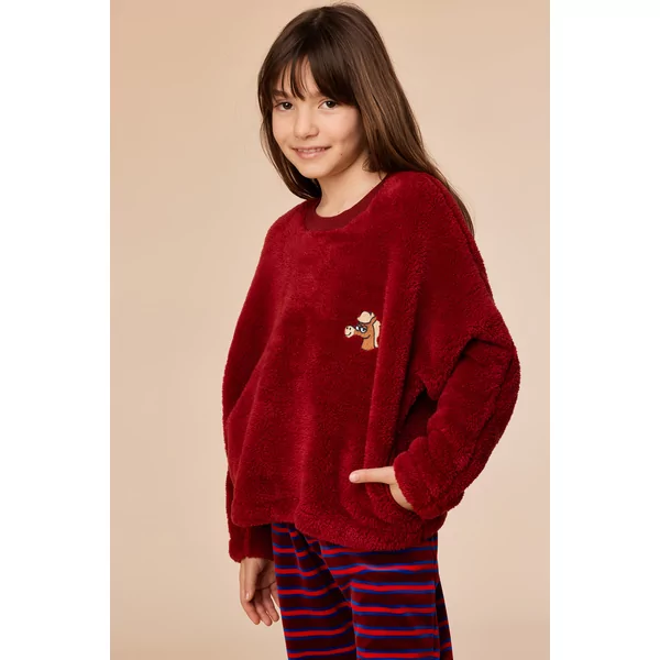 Woody Pony Meisjes Homewear - donkerrood