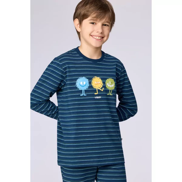 Woody Alien Jongens Pyjama - donkerblauwe streep