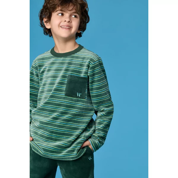 Woody Jongens Pyjama - groene streep