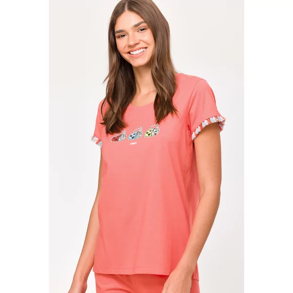 Woody Lieveheersbeestje Dames Pyjama - koraalrood