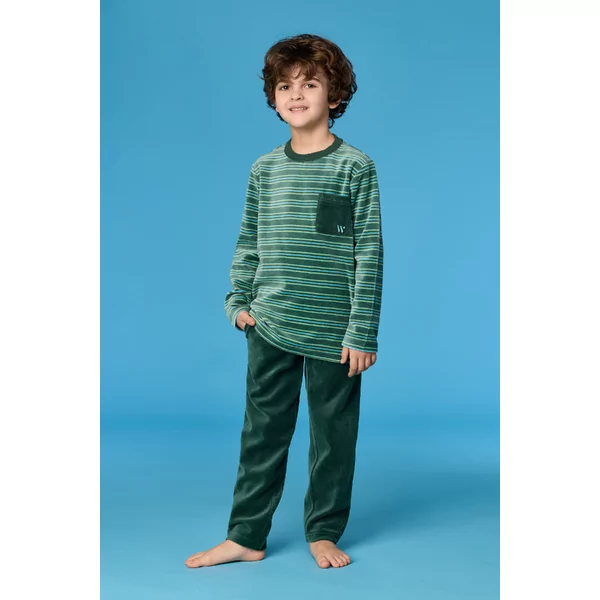 Woody Jongens Pyjama - groene streep