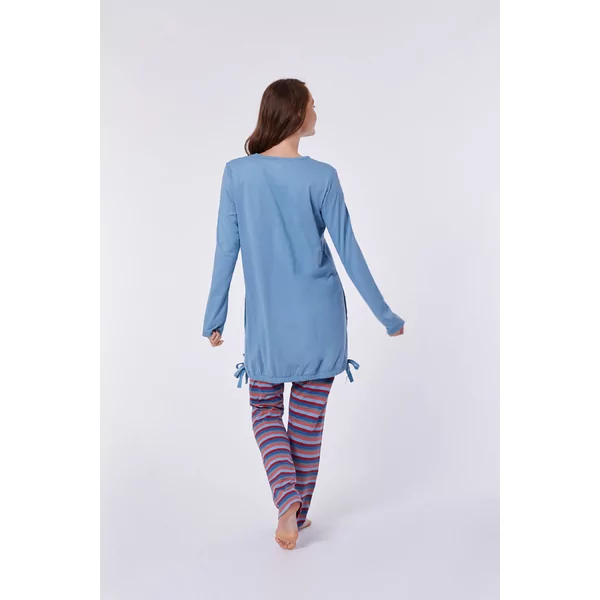 Woody Wasbeer Dames Pyjama - blue shadow