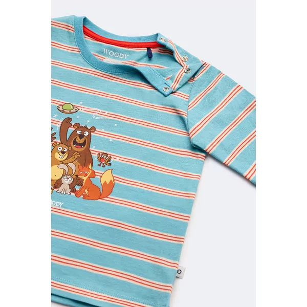 Woody Beer Jongens Pyjama - Blauwe Streep