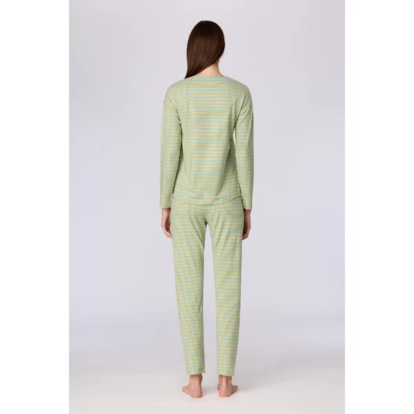 Woody Bosdieren Dames Pyjama - blauw-groene streep