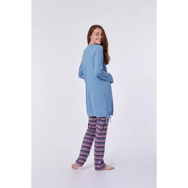 Woody Wasbeer Dames Pyjama - blue shadow