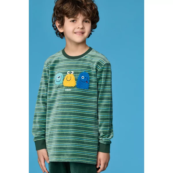 Woody Alien Jongens Pyjama - groene streep