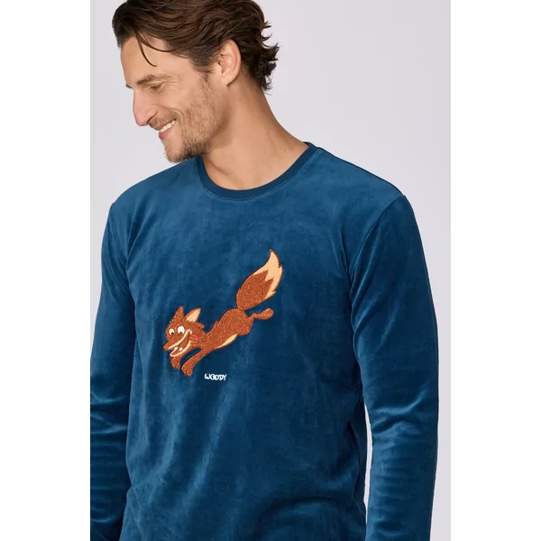 Woody Vos Heren Pyjama - donkerblauw