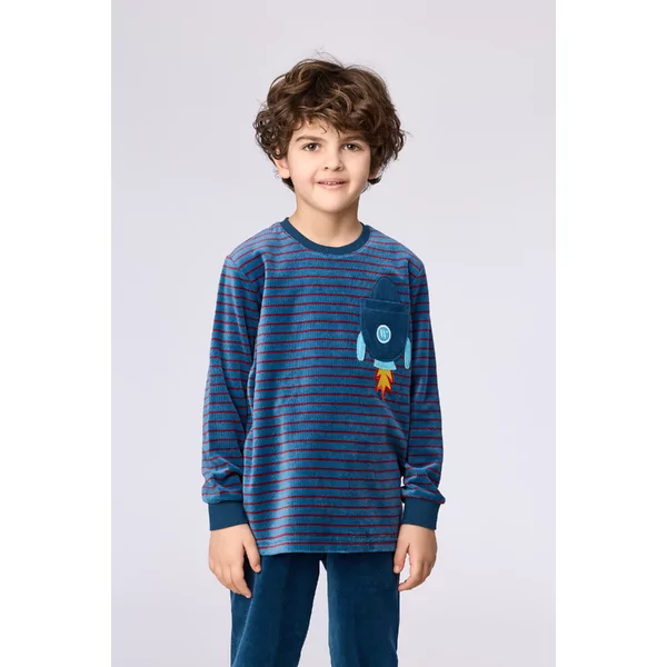 Woody Jongens Pyjama - donkerblauwe streep