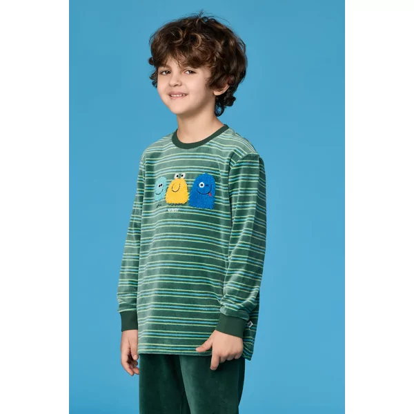Woody Alien Jongens Pyjama - groene streep