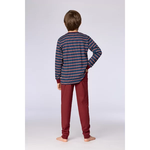 Woody Beer Jongens Pyjama - donkerblauwe streep