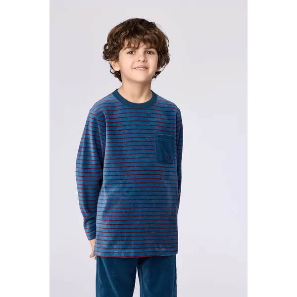 Woody Jongens Pyjama - donkerblauwe streep