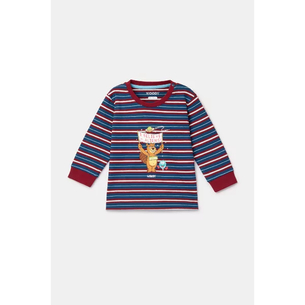 Woody Beer Jongens Pyjama - donkerblauwe streep