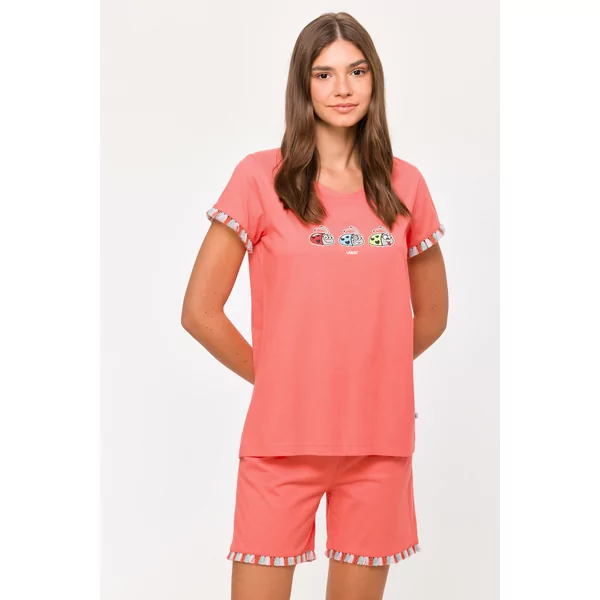 Woody Lieveheersbeestje Dames Pyjama - koraalrood