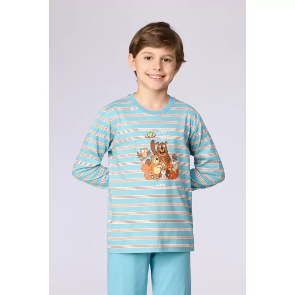 Woody Beer Jongens Pyjama - Blauwe Streep