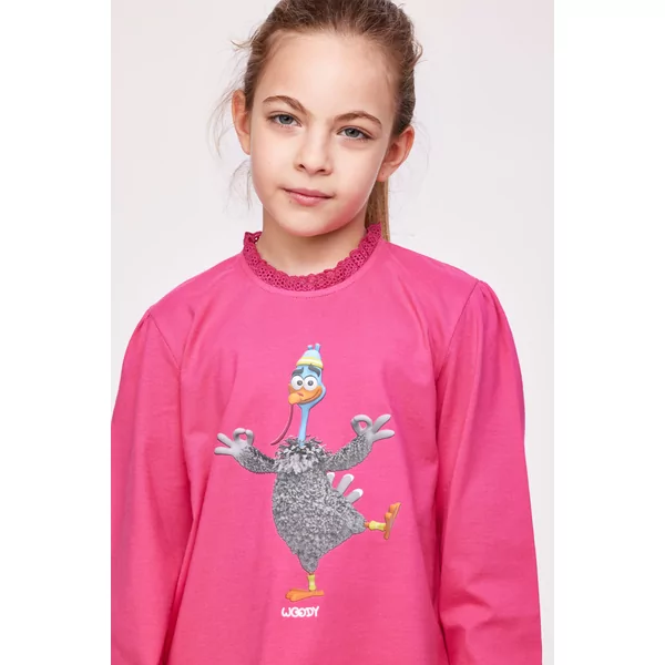 Woody Kalkoen Meisjes Pyjama - FUCHSIA