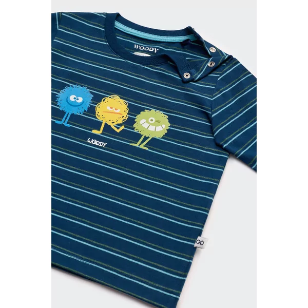 Woody Alien Jongens Pyjama - donkerblauwe streep