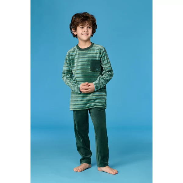Woody Jongens Pyjama - groene streep