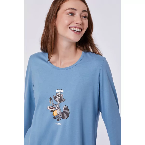 Woody Wasbeer Dames Pyjama - blue shadow