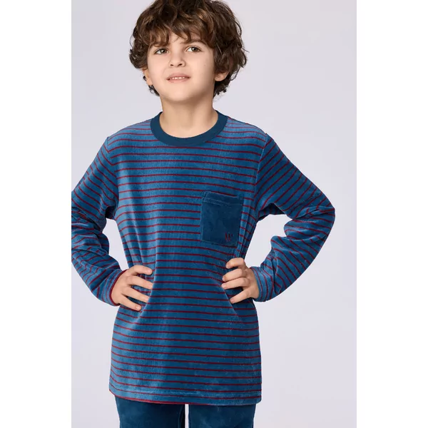 Woody Jongens Pyjama - donkerblauwe streep