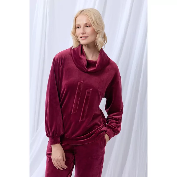 lordsxlilies Dames Homewear Rolkraagd - wijnrood