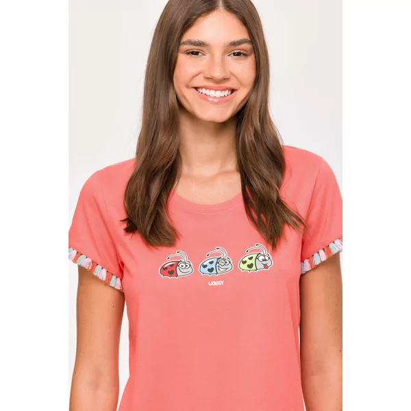 Woody Lieveheersbeestje Dames Pyjama - koraalrood