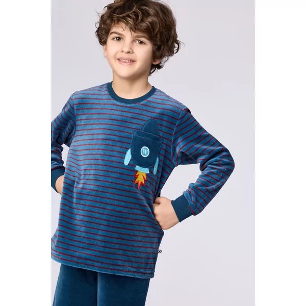 Woody Jongens Pyjama - donkerblauwe streep