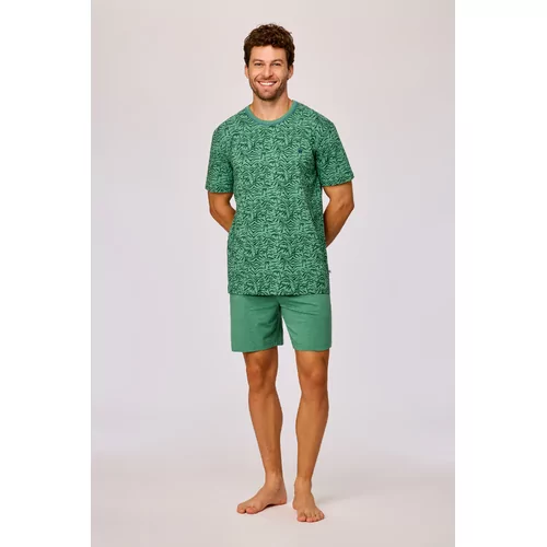 Woody Heren Pyjama - palmbomen print groen