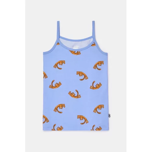 Woody Meisjes Hemdje - tijger print blauw