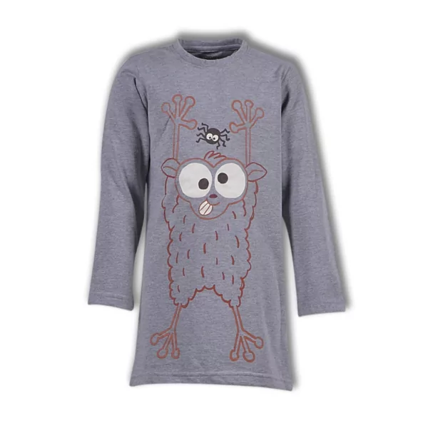 Woody Spookdiertje Meisjes Nachtkleed - grijs melange
