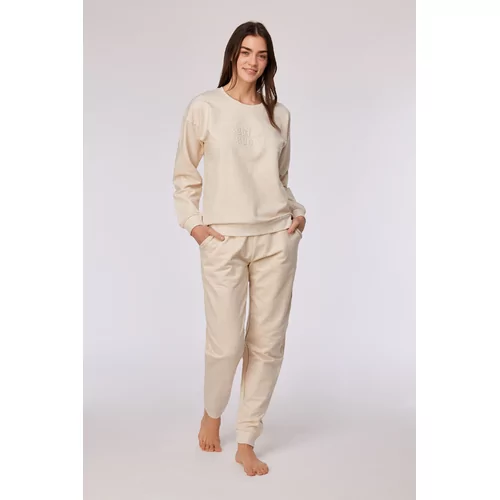 Woody Unisex Pyjama - beige met gekleurde dotjes