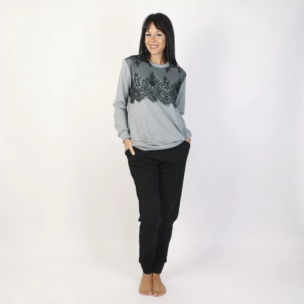 Pink Label Lace Homewear - Grey