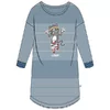 Woody Kat Dames Nachtkleed - grey with cat striped